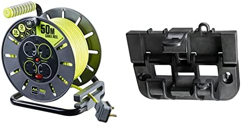 Masterplug OLU50134SL-PX Pro-XT Four Socket Open Cable Reel Extension Lead with Winding Handle, Thermal Cut Out and Power Switch, 50 Metres High Visibility Cable, Green