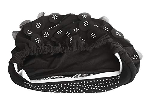 Niceyst Women Turban Hat Muslim Hijab Floral Rhinestone Elastic Headwrap Cancer Chemo Beanie Cap Headscarf Black, One Size #TOP3