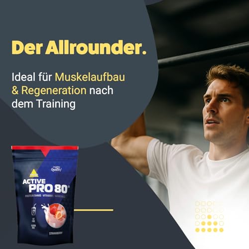 500g Beutel geöffnet mit feiner rosa Körnung und fruchtigem Duft - Detailansicht von inkospor Active Pro 80 Shake...