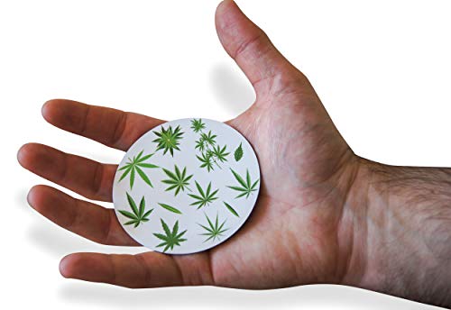 Novel Merk Marijuana Leaves Refrigerator Magnets – Vinyl 3” Round Flat Magnets For Fridge, Lockers, Home Kitchen And Weed Decor – Self Adhesive To Metal Surfaces (2 Pack) #TOP3