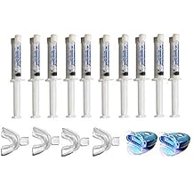 Teeth Whitening Home Kit with 10 Syringes 10cc/Each of 35% Carbamide Peroxide Gel, Two LED Lights & 4 Mouth Trays