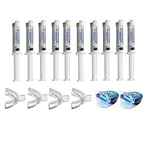 Teeth Whitening Home Kit with 10 Syringes 10cc/Each of 35% Carbamide Peroxide Gel, Two LED Lights & 4 Mouth Trays