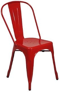 CAPRILO Silla Roja de Metal Retro. 84 x 44 x 43 cm.