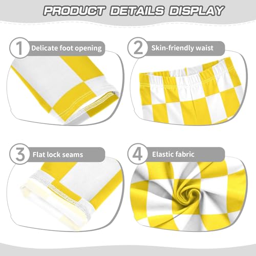 Bolaz Toddler Girls Leggings Printed Yoga Pants Leggings Yellow and White Checkered for Kids3