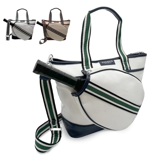 Pickln Designer Womens Pickleball Tote Bag | Stylish Premium Leather | Luxury Cute Paddle Bag for Women | Ladies Pickleball Gift (Nautical Navy)