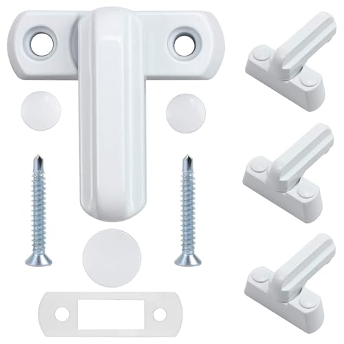 4 Pack Sash Jammer Blocker - Door & Window Lock Anti Theft - Additional Home Security for PVC/uPVC Windows and Doors - White