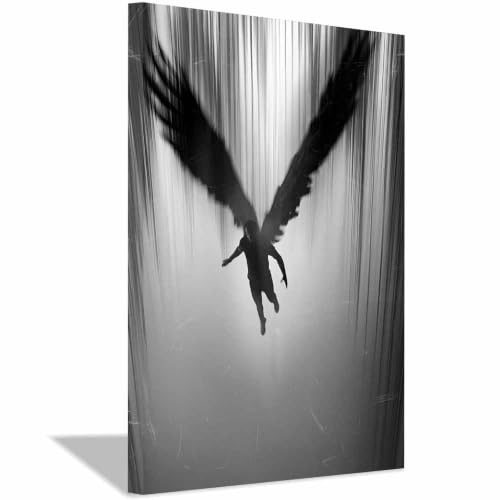 Affiche noir et blanc Ombre de l’Homme Ailé XENIOU cadre 60x90cm