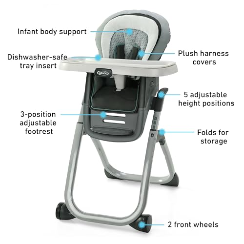 Image of Graco DuoDiner DLX 6 in 1 High Chair, Converts to Dining Booster Seat, Youth Stool & More, Mathis, Grey