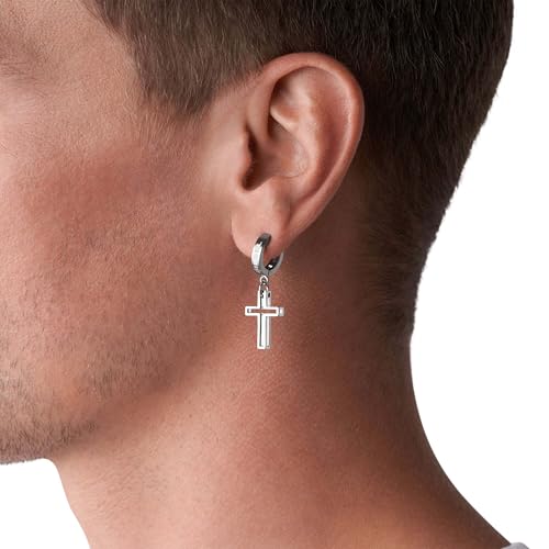 Diesel Homme, Acier inoxydable avec anneaux Boucles d'oreilles pendantes