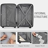 Kono 55x40x21cm Cabin 20" Hand Luggage Hard Shell Travel Trolley 4 Spinner Wheels Lightweight Polypropylene Carry On Suitcase with TSA Lock 40L (Black) - Image 8