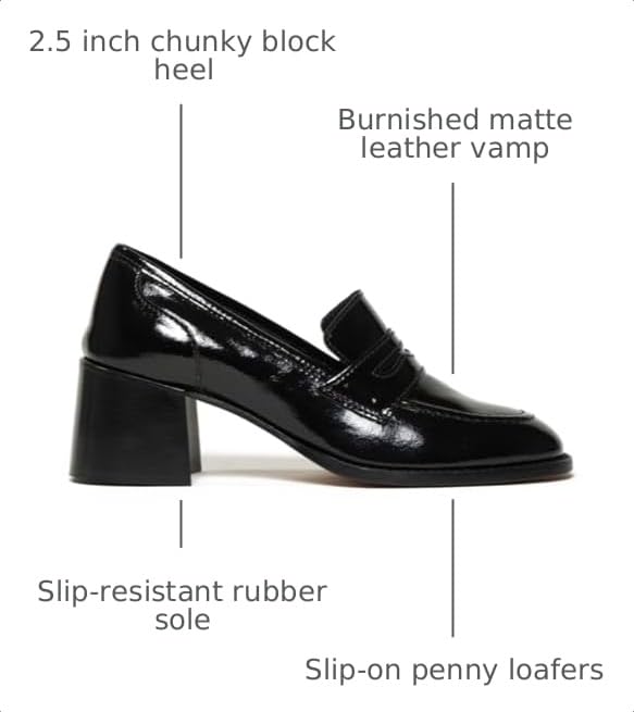 Image of SHODENSE Women Vintage Chunky Heel Loafers Pumps Platform Round Closed Toe Oxford Shoes Burnished Patent Matte Suede Slip On Dress Loafer Block Stacked Heels Office Formal Work Business 4-11 M US