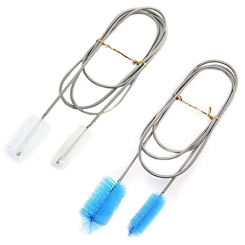 2 PièCes Brosse à Tuyau Double Extrémité Brosse Nettoyage à Double ExtréMité Brosse à Ressort de Nettoyage Aquarium Brosse de Nettoyage pour Aquarium Tubes à Essai Tuyau D'Eau Pailles Bleu Blanc