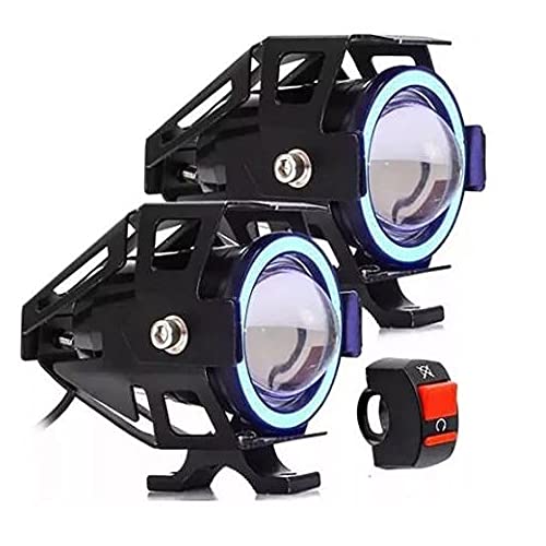 2X Farol Milha Moto Angel Eye U7 Led Auxiliar 30w Neblina