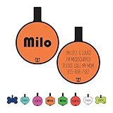 Silicone Silent Cat Tag Personalized with 5 Lines of Custom Deep Engraved Durable Soundless Pet ID Name Tag Round Small Orange