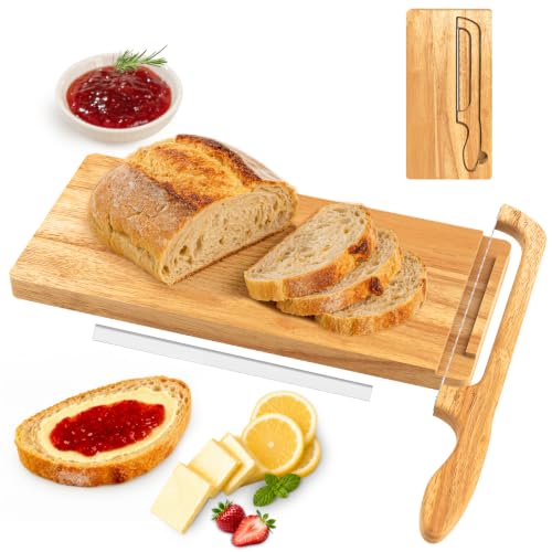 Upgrade Bread Bow Knife and Board Set,Sourdough Bread Slicer and Bread Cutting Board with Magnetic Storage,Space-saving,Right & Left Handed,Perfect for Bagels,Homemade,Ideal Baking Gifts for Woman