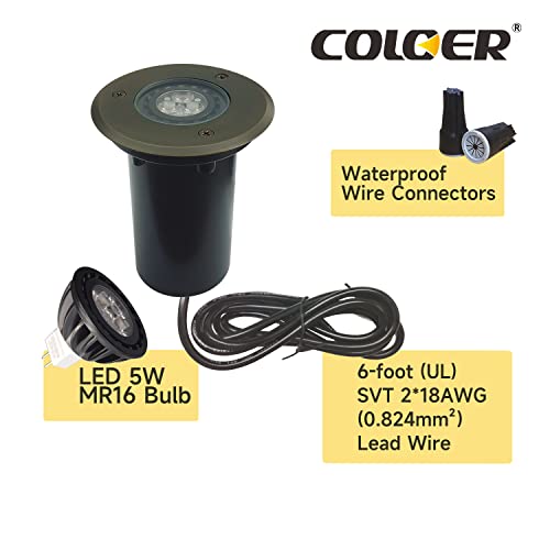 Coloer In-Ground Well Lights With Die-Cast Brass Top, 12 Volt Low Voltage Led Outdoor Low Voltage Pathway Lights, Ip65 Waterproof Landscape Driveway Lighting(303B,1-Pack Without Bulb) #TOP4