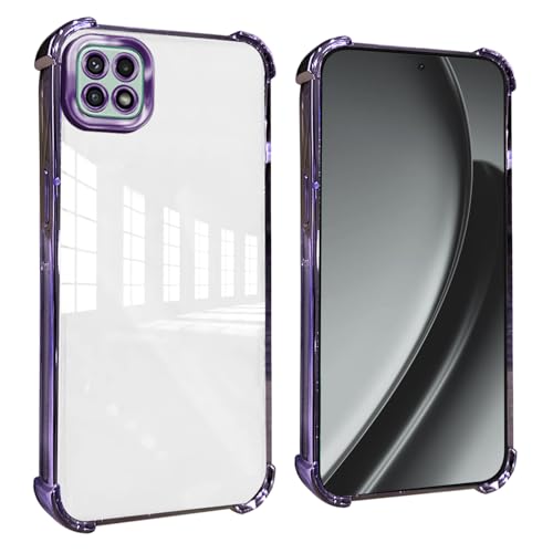 GOGME Funda para Samsung Galaxy A22 5G Esquinas Reforzadas con Protector Cámara Carcasa/TPU Anti - Arañazos Antigolpes Suave Clara Design - Morado