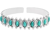 Hanary Created BLue Oval Turquoise Bangle For Women, Boho Vintage Jewelry for Women