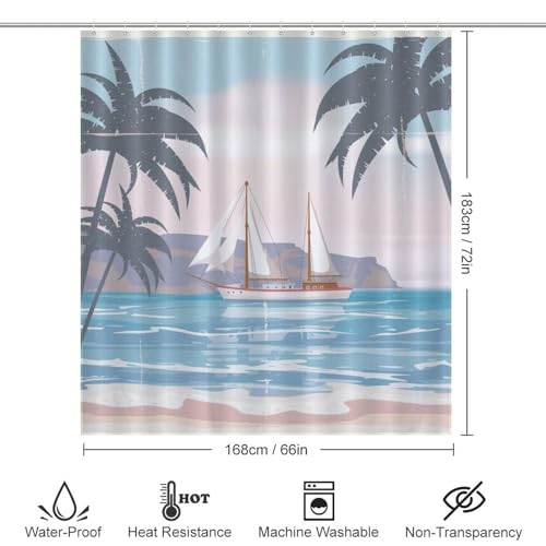 Rideau de douche polyester de qualité supérieure motif palmier