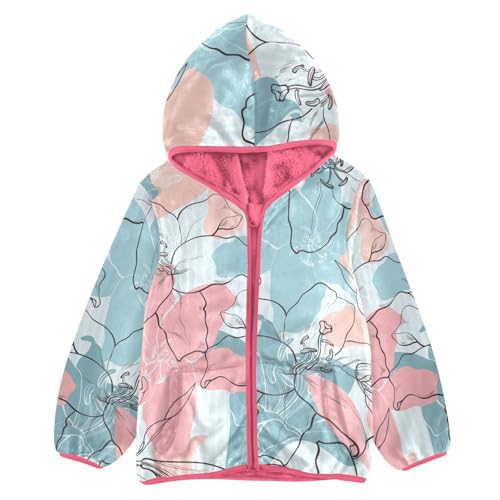 OTVEE Abstract Colored Tulips Flower Kids Hoodie Jacket Fall Spring Full Zip Warm Outwear Coat