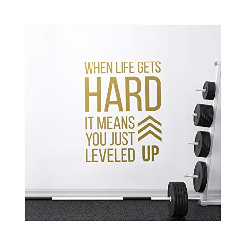 StickerDeen Wandtattoo, Motiv: When Life Gets Hard It Means You Just Levelled Up (groß) (Gold) Cover