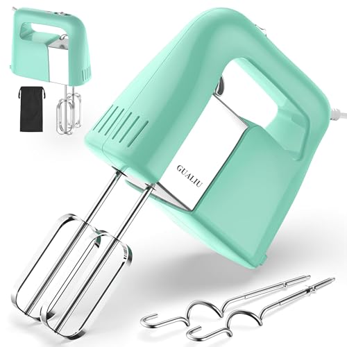 GUALIU 450W Electric Hand Mixer, 5-Speed Handheld Mixer Large Food Mixer with 304 Stainless Steel...