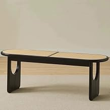 Dining Bench, Wood Bench, Woven Entryway Bench, Farmhouse Wood Bench, Table Benches Rounded Corner, Bench end of Bed, Structural StabilityBlack