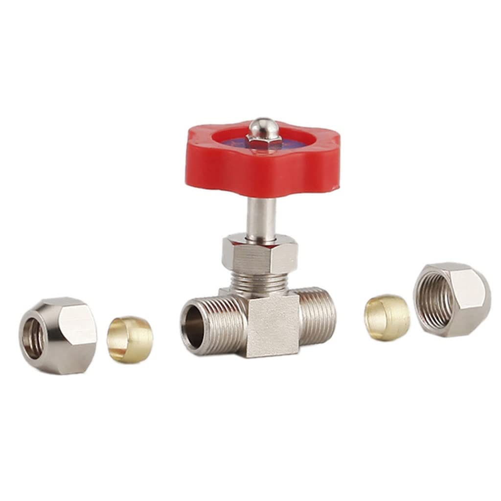 Zawór zwrotny iglicowy Zawór iglicowy, średnica zewnętrzna 6mm/8mm/10mm Trwała rurka Zawór iglicowy z niklowanego mosiądzu, 1szt(6mm)