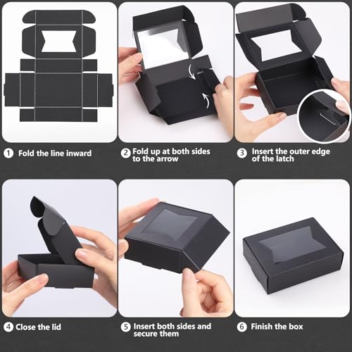 40 Stück Kraftpapier Box mit Sichtfenster,GeeRic Weihnachtskeks-Keksbox (9.7 * 7 * 3CM), Backwaren Backen Süßigkeitenboxen für Gebäck, Muffins, Macarons, Keksbox