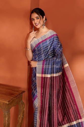 Taneira blue tussar silk saree in tussar silk – image 3