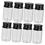  Cabilock Lot de Flacons Verre avec Bouchon Aluminium Noir Bouteille à Vis Hermétique pour Encre Fiole Transparente avec Bonne Étanchéité pour Stockage Médicinal et Décoration