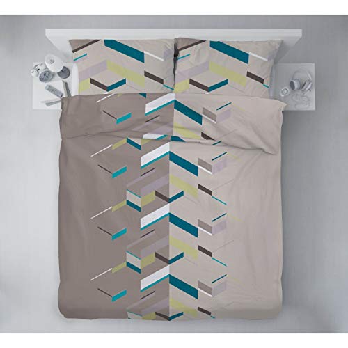 Juego de edredón de algodón Home Passion: elegancia taupe de 57 hilos para tu cama de 240x260 cm 4