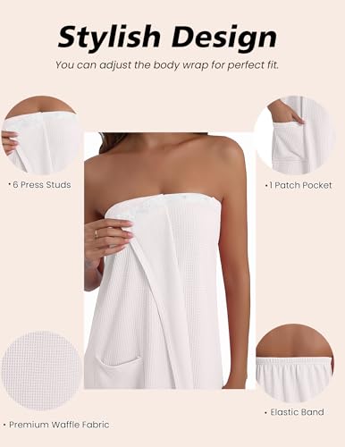 Image of Ekouaer Waffle Robes For Women Bath Wraps Lightweight Knee Length Soft Shower Robe with Pocket S-L