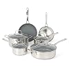 Martha Stewart Delaroux 10 Piece Stainless Steel Cookware Set wPFAs Free Premium Nonstick Ceramic Interior
