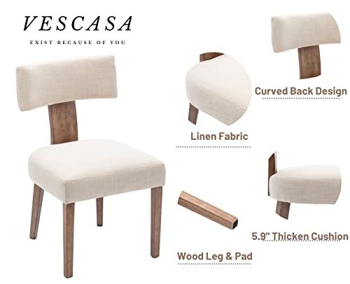 VESCASA-Upholstered-Farmhouse-Dining-Chairs-with-Wood-Legs-Mid-Century-Modern-Linen-Padded-Dining-Chairs-with-Curved-Open-Back-for-Dining-Room-Kitchen-Set-of-2-Beige VESCASA Upholstered Farmhouse Dining Chairs with Wood Legs Mid Century Modern Linen Padded Dining Chairs with Curved Open Back for Dining Room Kitchen Set of 2 Beige