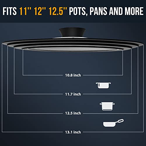 Walfos Universal Lid For Pots, Pans And Skillets - Tempered Glass With Heat Resistant Silicone Rim thumb #5