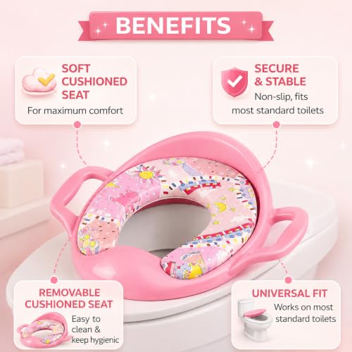 Image of Mommers Kids Toilet Training Seat 1-5 Years Baby Potty Seat with Soft Cushion I Splash Guard I Easy to Clean Seat Cover for Kids