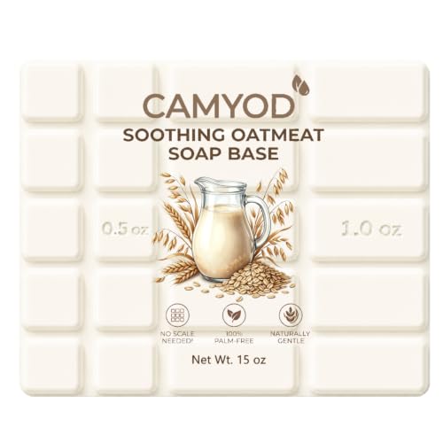 HIGHLOONG CAMYOD Soothing Oatmeal Soap Base 15 oz 5x8 Grid Pre-Cut Melt and Pour Soap Gentle Cleansing & Calming Relief for Handmade Soap