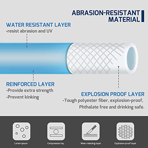 Automavenn Rv Water Hose 50 Ft, 5/8'' Premium Drinking Water Hose For Rv Camper And Marine- Lead, Phthalate And Bpa Free, Drinking Water Safe, Anti Kink, Garden Hose, Blue #TOP3