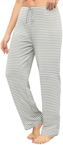 ENJOYNIGHT Damen Schlafanzughose Lang Baumwolle Pyjamahose Print Schlafhose | Lässige Loungewear-Hose, Weicher Leichter Stoff, Freizeithose mit Kordelzug, Zwei Seitentaschen