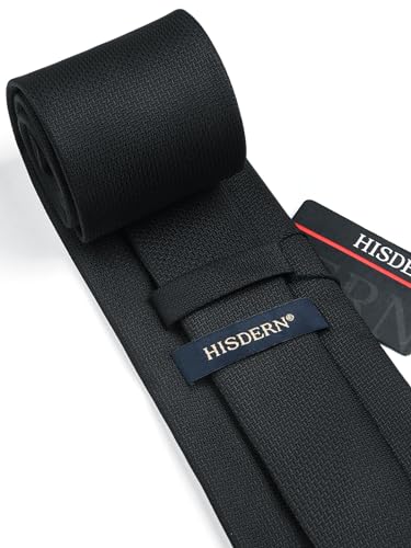 Image of HISDERN Plaid Ties for Men Classic Checkered Tie and Pocket Square Cufflinks Tie Clip Set Woven Men's Necktie Business