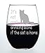 C M The Cat is Home Funny Stemless Wine Glass - Cat Themed Gift for Women and Men - 17 oz (Style C1)