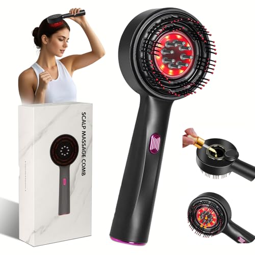 Laser Therapy Hair Growth Comb Red Light Hair Brush 360 Electric Scalp Massager for Hair Care Red Light Therapy for Hair Growth Hair Oil Applicator IPX7 Waterproof