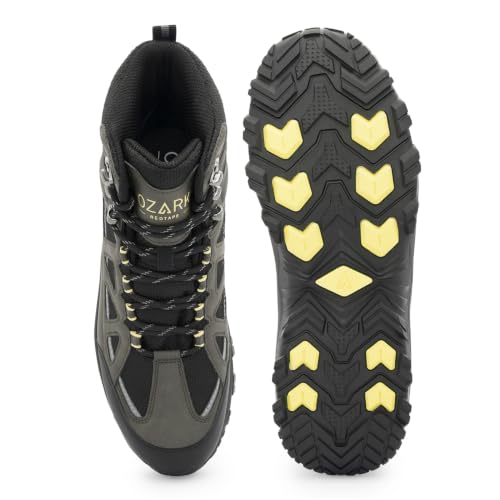 Image of Red Tape Ozark Green & Black Trekking Shoes for Men | High-Top Outdoor