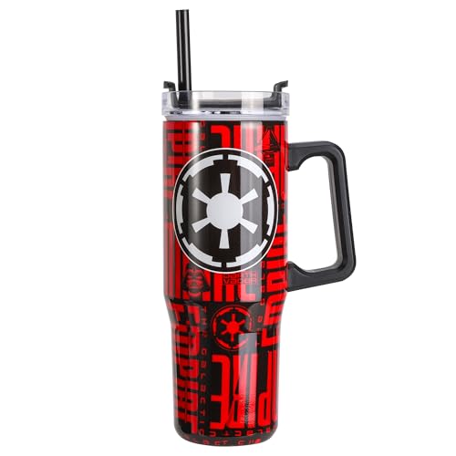 Star Wars Vaso de acero inoxidable aislado al vacío de doble pared de 940 ml con asa y popote, vaso aislado reutilizable para bebidas frías y calientes