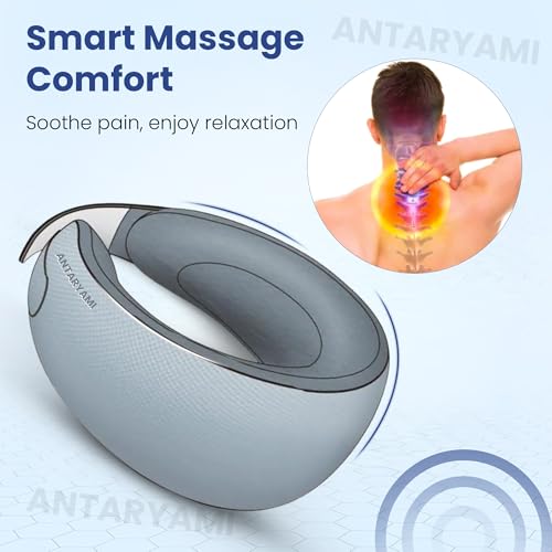 Image of Neck Massager with Heat | Pain Relief Deep Tissue, Intelligent High-End Shiatsu Vibrating Massage | Electric Massager for Neck Relaxation, Wireless Massager for Home and Office (blue)