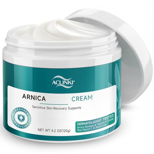ACLINK Arnica Bruise Cream for Bruising & Swelling Relief, Arnica Montana with Vitamins K, C & E, Fast Absorbing Non-Greasy Moisturizing Cream for Thin Sensitive Skin on Face,Fragrance Free, 4.2 oz