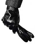 YISEVEN Men's Buttery-Soft Warm Lambskin Leather Gloves Wool Lined Winter Hand Heated Lining Dress and Motorcycle Driving Real Luxury Stylish Holiday Gift, Black 9