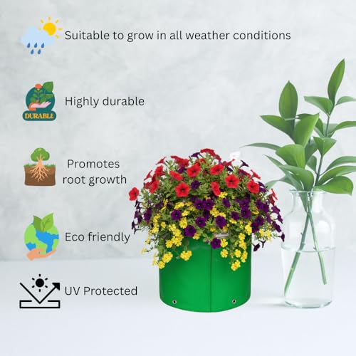 Image of HDPE UV Treated 340 GSM Plant Growing Bags for Terrace Gardening Easy to Use 08 x 08 Inch - Pack of 10