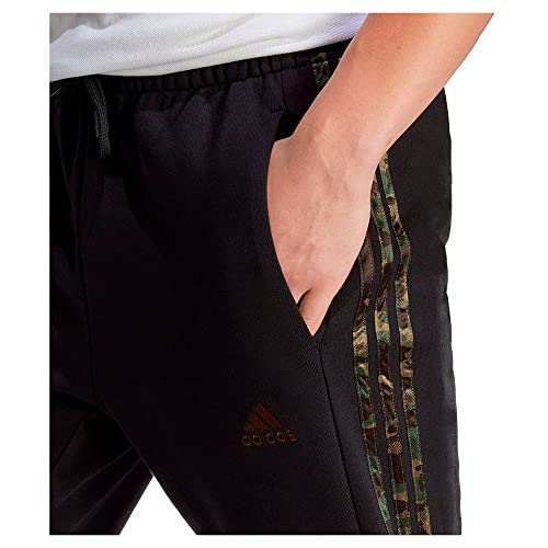 Adidas Herren Essentials French Terry Tapered Elastic Cuff 3-Stripes Pants, Black/Olive strata, M – Ansicht 5